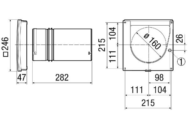 PP 45 K IM0017170.PNG Endmontage-Set für Einzelraumlüftungsgerät PushPull 45 K mit Wärmerückgewinnung, bestehend aus Ventilator, Keramik-Wärmetauscher, Innenabdeckung mit Klappenantrieb und 1 x ISO Coarse 30 % (G2) Filter und 1 x ISO Coarse 45 % (G3) Filter, Version: mit elektrischer Klappe, notwendiges Zubehör: Rohbauhülse, Außenabdeckung oder Laibungselement und Raumluftsteuerung RLS 45 K oder RLS 45 O, optionales Zubehör: Mauerblock, Sensoren, Leistungsteil und EnOcean-Erweiterungsmodul