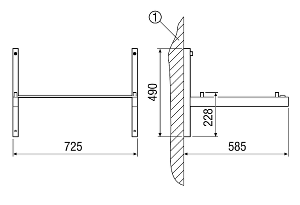 WSK 250 IM0000954.PNG Wall bracket for mounting the WS 250 centralised ventilation unit