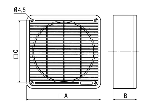 ZFF 30 IM0000962.PNG Légszűrő falba történő beszereléshez és tetőventilátorokhoz, szűrő osztály ISO Coarse > 30% (G2)