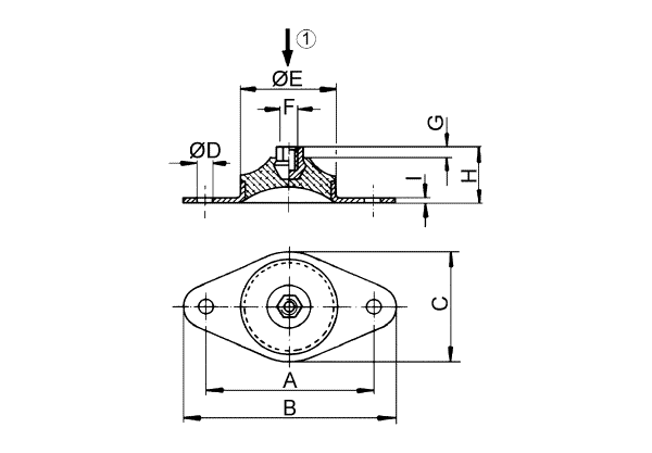 GP 10 IM0001014.PNG 4 tlumiče chvění pro upevnění ventilátorů EZL/DZL, EZR/DZR a DZR Ex bez přenosu vibrací