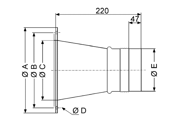 ELA 30 IM0001032.PNG Elastické spojovací hrdlo pro spojení se vzduchovým potrubím bez přenosu vibrací a hluku, DN 300