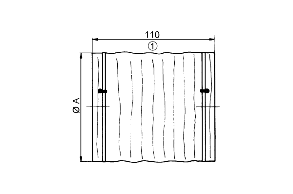 ELM 15 Ex IM0001035.PNG Flexible cuff with 2 tensioning straps, DN 150, suitable for use in areas subject to explosion hazards