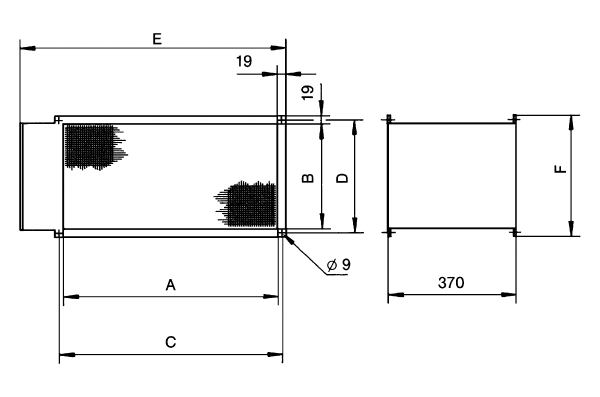 DHP 28-28 IM0001058.PNG Električni grijač zraka, trofazna struja, veličina kanala 600 mm x 300 mm
