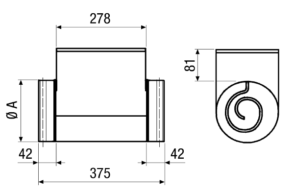 ERH 12-1 IM0001083.PNG Električni grijač zraka, DN 125, AC 230 V / 50 Hz, 1,2 KW