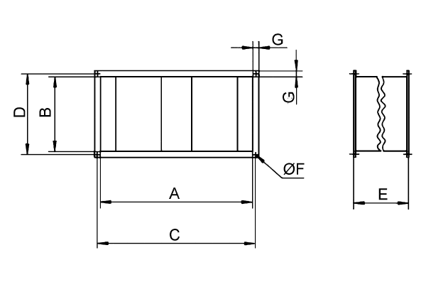 KSP 35/14 IM0001094.PNG Silencieux à coulisses pour conduits de ventilation 700 mm x 400 mm