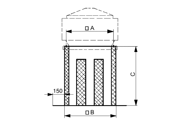 SD 50 IM0001098.PNG Socket sound absorbers for suction side sound insulation of roof fans, DN 500 mm