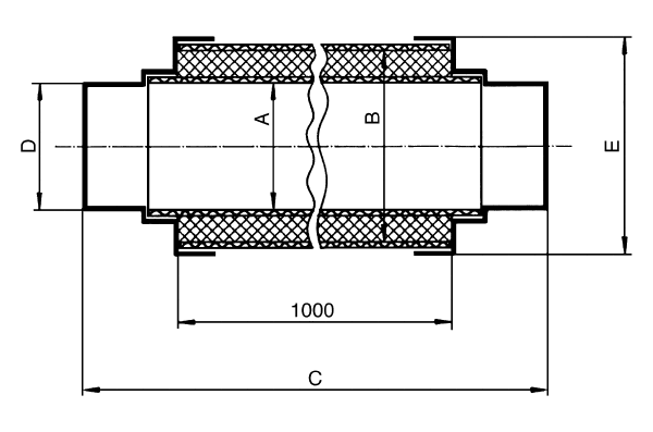 RSR 31 IM0001125.PNG Silencieux tubulaire avec garniture d'insonorisation de 25 mm, longueur : 1000 mm, DN 315