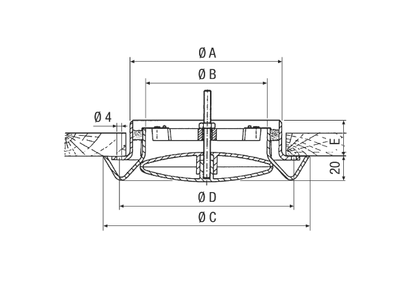 TK 10 IM0001137.PNG Disk valve for supply and exhaust air, plastic, with mounting ring, DN 100 for domestic ventilation, max. 30 m³/h