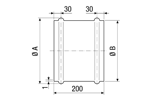 VH 35 IM0001165.PNG Zidni odvojak za ventilator nominalne dužine 350, čelični lim