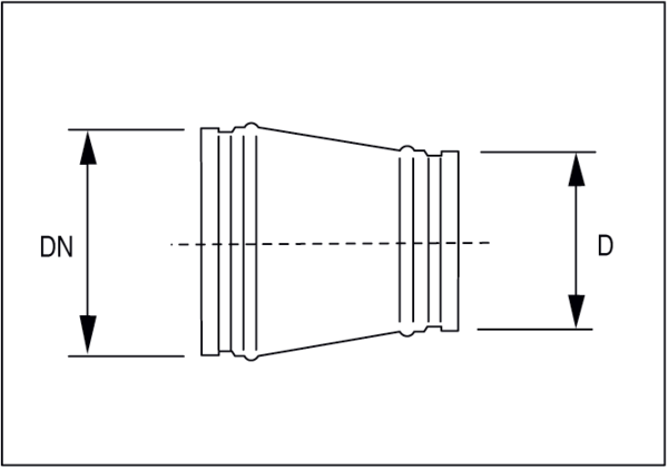 USS 200-100 IM0001183.PNG Symmetrical transition piece with O-ring gasket, DN 200 - DN 100