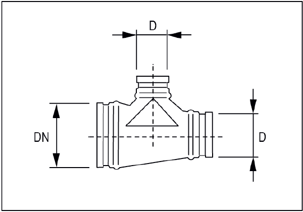 ABR 150-125 IM0001195.PNG Tés réduits 90° avec joint roulant pour tuyaux agrafés, DN 150 / 125