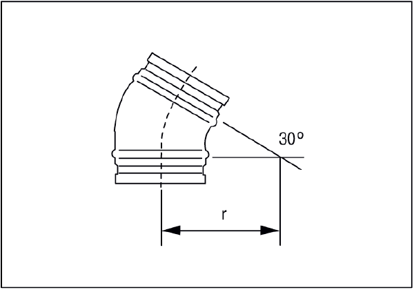 B30-100 IM0001200.PNG Coude 30°, tréfilé avec joint roulant pour tuyaux agrafés, DN 100