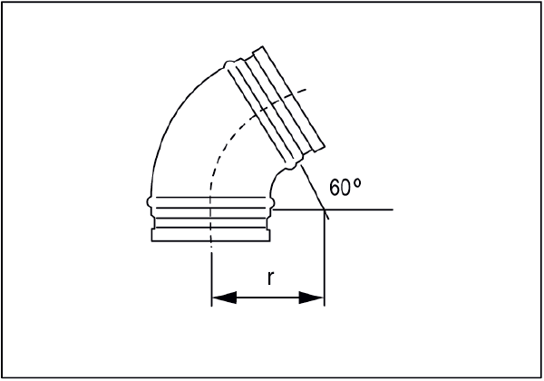 B60-100 IM0001202.PNG Coude 60°, tréfilé avec joint roulant pour tuyaux agrafés, DN 100