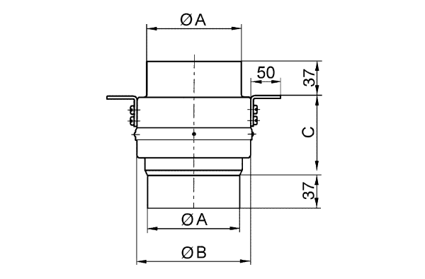 TS 18 DN 125 IM0001219.PNG Coupe-feu de plafond pour systèmes d'évacuation d'air ER, DN 125
