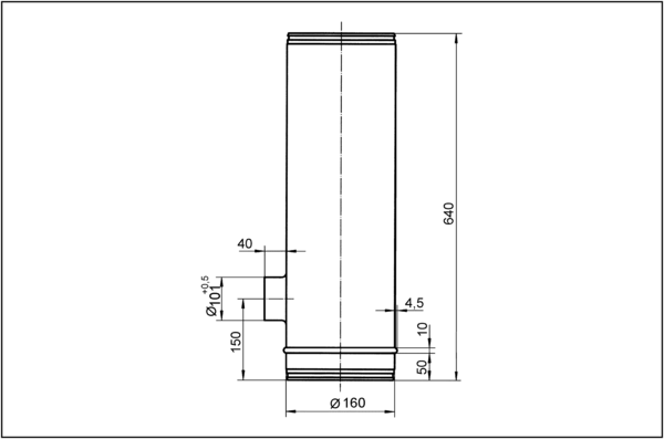 BA 160/100-1 IM0001232.PNG Fire protection compensating element with 1 connection socket DN 100, sheet steel, DN 160