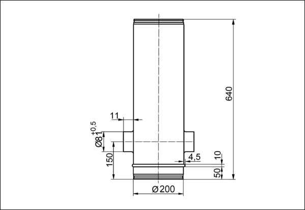 BA 200/80-2 IM0001238.PNG Fire protection compensating element with 2 connection socket DN 80, sheet steel, DN 200