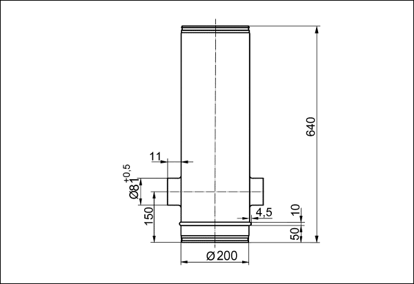 BA 200/80-2 IM0001238.PNG Przeciwpożarowy element kompensacyjny z 2 króćcem przyłączowym DN 80, stalowa blacha, DN 200