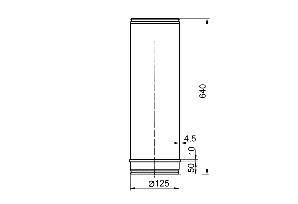 BA 125-0 IM0001264.PNG Tűzvédelmi kompenzációs elem csatlakozócsonk nélkül, acéllemez, DN 125