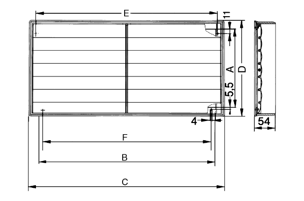 AKP 31 IM0001315.PNG Airstream-operated opening/closing shutter, channel dimension 600 x 350 mm
