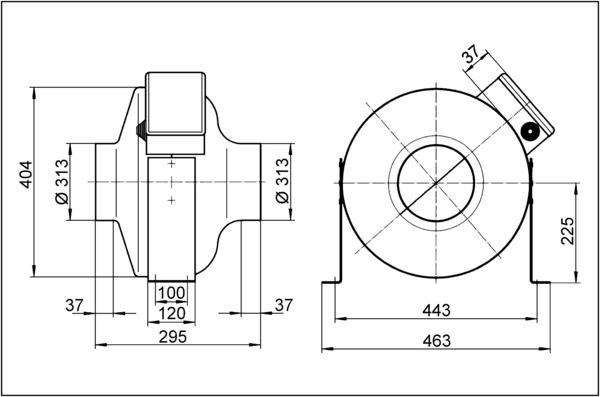 ERR 31/1 S IM0001585.PNG Ventilateur centrifuge pour gaine ronde, DN 315, courant alternatif