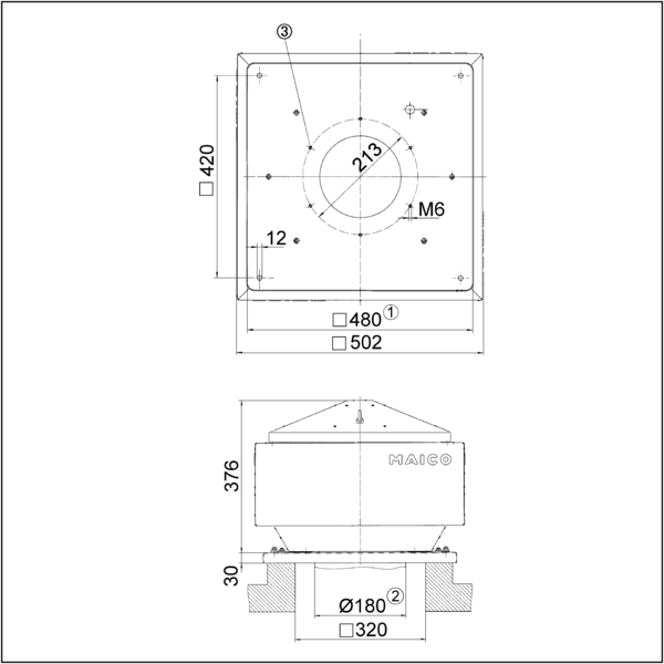 ERD 18/4 B IM0001680.PNG Centrifugal roof fan, vertical air outlet, DN 180, single-phase AC
