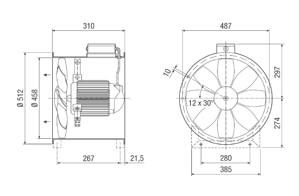 EZR 45/6 B IM0001708.PNG Ventilateur hélicoïde pour gaine ronde, DN 450, courant alternatif