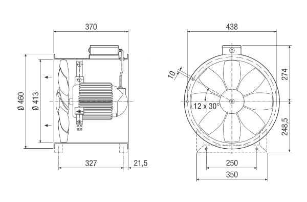 EZR 40/6 B IM0001711.PNG Axial duct fan, DN 400, alternating current