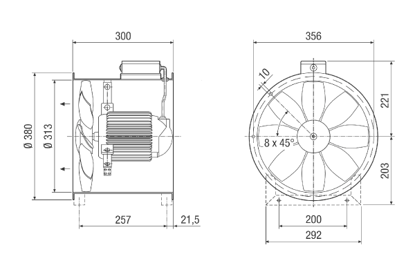 DZR 30/2 B IM0001717.PNG Aksijalni cijevni ventilator, DN 300, trofazna struja