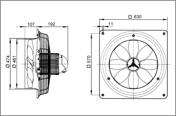 EZQ 45/4 B IM0001903.PNG Aksijalni zidni ventilator s pravokutnom zidnom pločom, DN 450, jednofazna struja