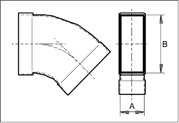 KB45H/55/110 IM0003387.PNG Coude pour gaine rectangulaire 55/110, 45°, horizontal,