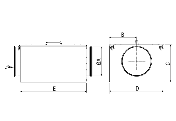 ECR 25 EC IM0006056.PNG Kompaktes Zuluftgerät mit integriertem Elektro-Lufterhitzer, EC-Motor, Filter und Regelung, DN 250