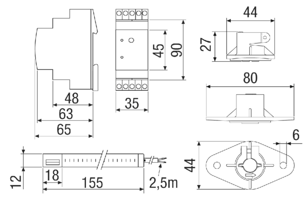 LW 9 IM0006070.PNG Czujnik przepływu powietrza ze zdalnym czujnikiem, zakres pomiarowy od 1 m/s do 20 m/s, AC 230 V / 50/60 Hz, maks. 2 A (5 A)
