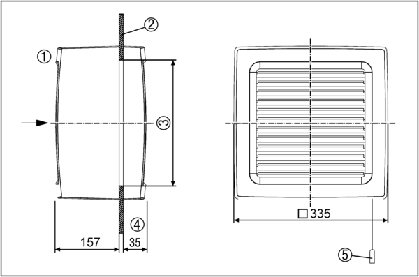 EVN 22 P IM0006467.PNG Osiowy wentylator okienny do wyciągu powietrza, aluminiowy wirnik łopatkowy, z linką pociągową