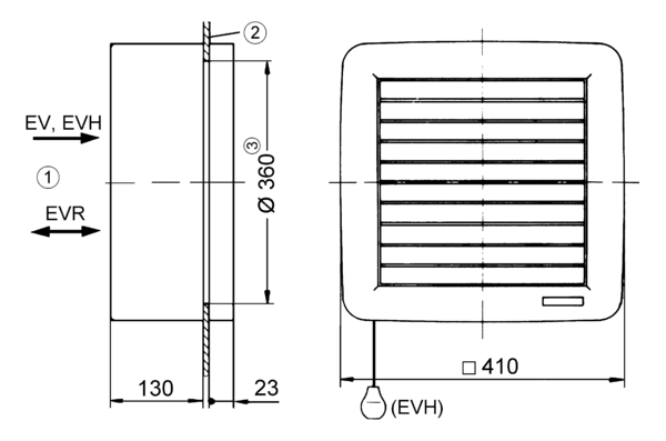 EVH 31 IM0006473.PNG Aksijalni prozorski ventilator s konopom za povlačenje dužine 1 m za ručnu aktivaciju