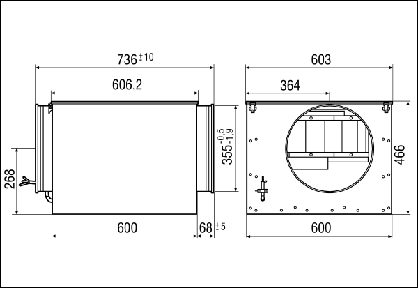 ESR 35/1 IM0006519.PNG Izolowany akustycznie wentylator skrzynkowy, DN 350, prąd zmienny