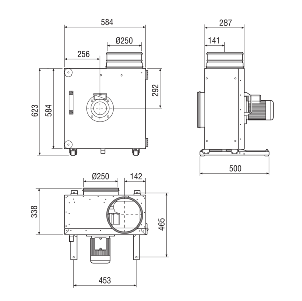 EKR 25 IM0006569.PNG Sound-insulated ventilation box, DN 250, single-phase AC