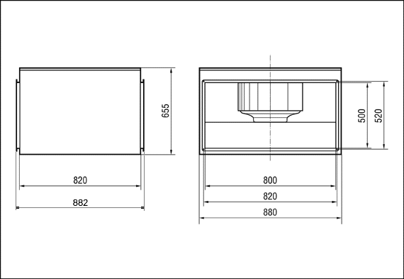 DSK 50/4 IM0006593.PNG Ventilateur centrifuge insonorisé pour gaine rectangulaire, courant triphasé, dimensions de la gaine 800 mm x 500 mm