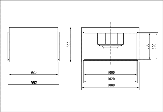 DSK 56/4 IM0006597.PNG Odhlučněný radiální kanálový ventilátor, třífázový, rozměr kanálu 1000 x 500