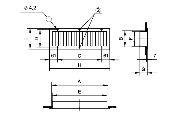 LGA 42/12 IM0006635.PNG Grille pour air sortant à combiner au caisson d'encastrement EK 42/12