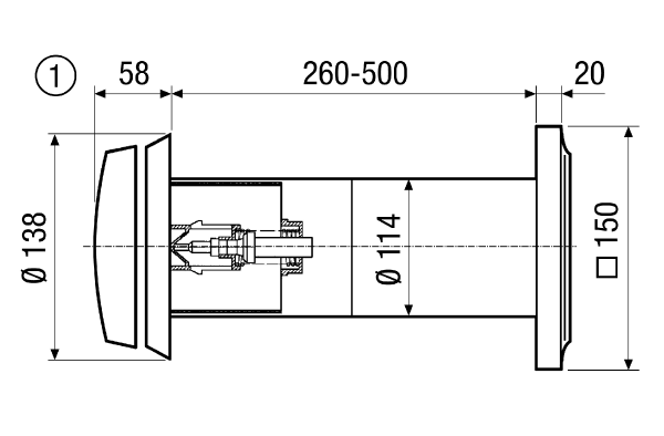 ALD 10 T IM0006654.PNG Przepust powietrza zewnętrznego z autoregulacją, z termostatem do bezprzeciągowej, decentralnej wentylacji mieszkań, z ręczną klapą lub za pomocą termostatu, kolor biały, DN 100