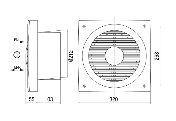 EN 20 IM0006878.PNG Aksijalni zidni ugradbeni ventilator za odsis zraka, DN 200