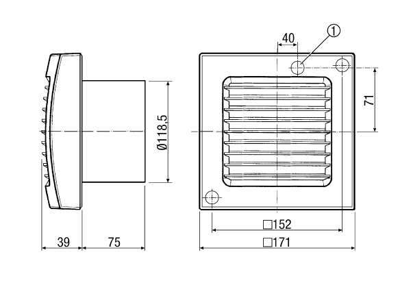 ECA 120 P IM0007159.PNG Fix belső ráccsal és húzókapcsolóval