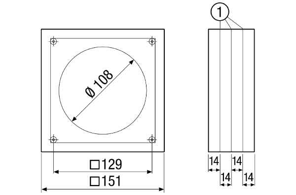 ECA-AH IM0008350.PNG Element dystansowy do wentylatory do małych pomieszczeń ECA 100. W przypadku następnych modeli ECA 100 ipro.. inwestor musi dostosować element dystansowy.