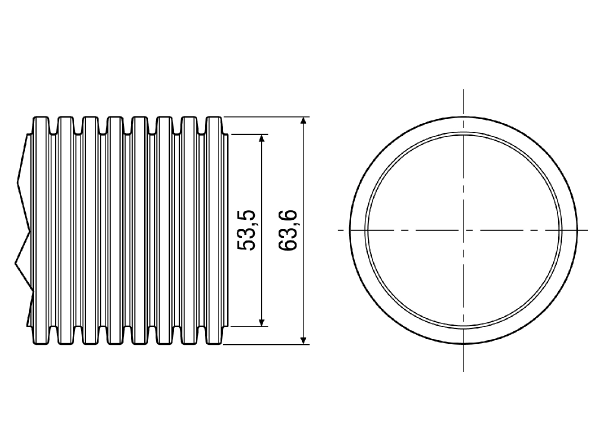 MF-F63 IM0008439.PNG Fleksibilna PE-HD cijev, dužina 50 m, vanjski promjer 63 mm, maks. 20 m³/h, polumjer savijanja ≥ 150mm, stabilan na tlak za betoniranje u filigranski strop kata