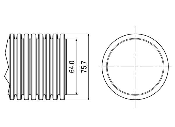 MF-F75 IM0008441.PNG Flexible PE-HD duct, length 50 m, external diameter 75 mm, max. 30 m³/h, bending radius ≥ 150 mm
