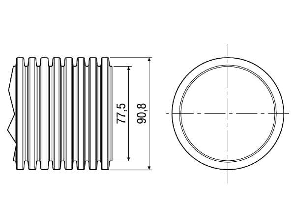 MF-F90 IM0008444.PNG Rura giętka PE-HD, długość 50 m, średnica zewnętrzna 90 mm, maks. 50 m³/h, promień ugięcia ≥ 300 mm; odporność na nacisk pozwala na zabetonowanie w filigranowym stropie międzypiętrowym