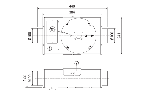 EFR 10 IM0008569.PNG Centrifugal flat box with 1 speed, DN 100