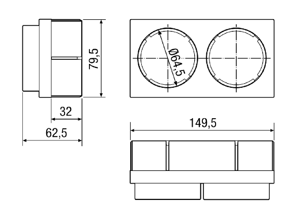 MF-WE63 IM0008620.PNG Adaptateur enfichable pour le raccordement de 2 gaines flexibles MF-F63 à l'équerre MF-W/-WL.. 80/150, y compris 1 bouchon de fermeture