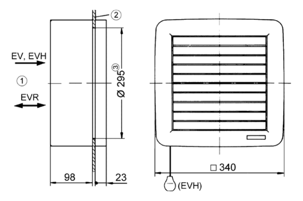 EVH 26 IM0009102.PNG Prozorski ventilator s konopom za povlačenje dužine 1 m za ručnu aktivaciju