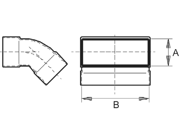 KB45V/55/110 IM0010458.PNG Kanalbogen 55/110, 45Grad, kurz, ver-